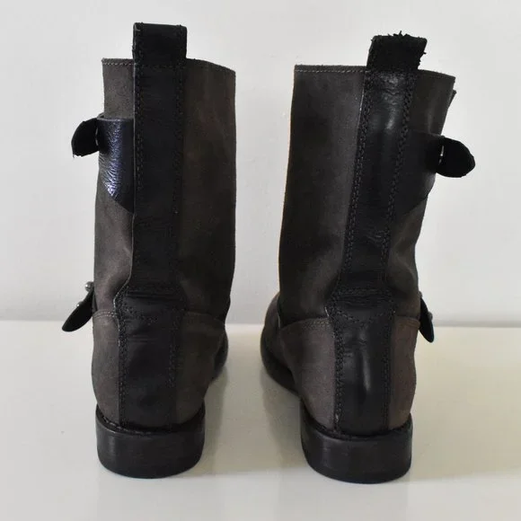 Rag & Bone Waxed Calfskin Moto Biker Boots - Picture 4 of 13